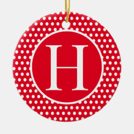 Klassisk festive Red initial brev Polka Dot Julgransprydnad Keramik