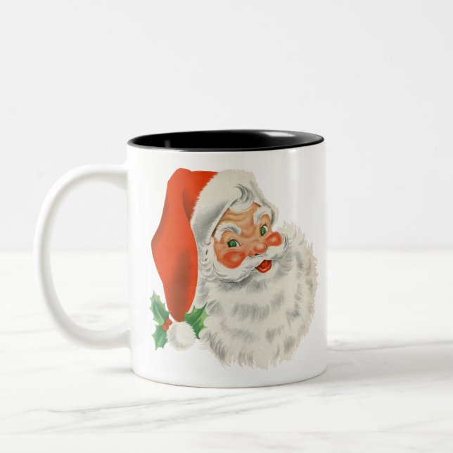 Klassisk Festive Retro Santa Två-Tonad Mugg (Vänster)