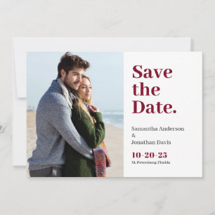 Klassisk fet Burgundy-typografi Spara Datumet