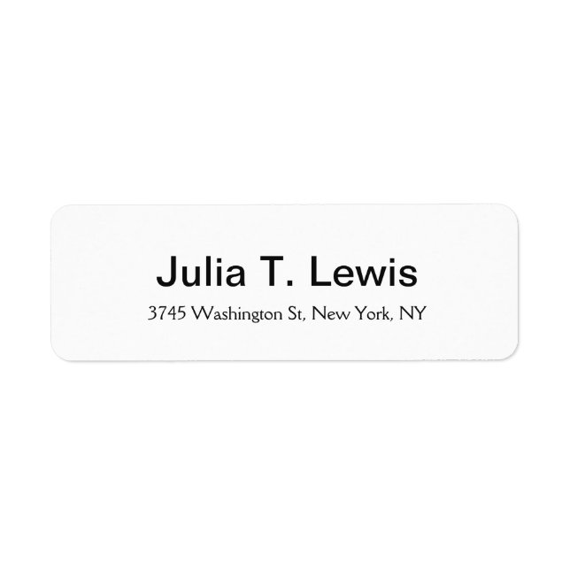 Klassisk fet Elegant Enkel vit  Returadress Etikett (Framsidan)