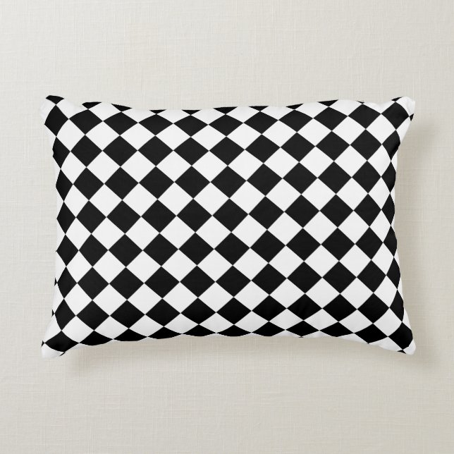 Klassisk fet svart-vit chevron-mönster prydnadskudde (Framsidan)
