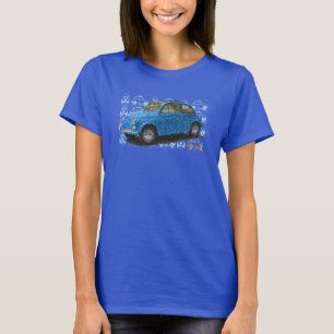 Klassisk fiat 500 i blått t shirt
