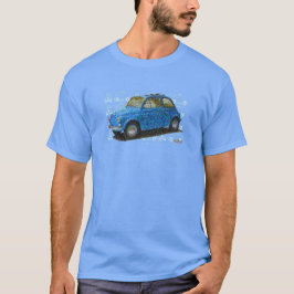 Klassisk fiat 500 i ljusblått t shirt