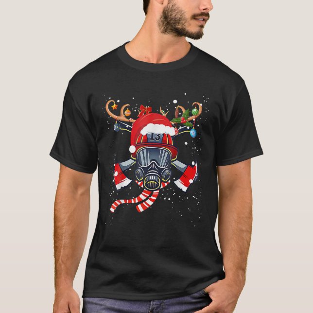 Klassisk Firefighter Equipment God jul Wish T Shirt (Framsida)