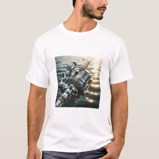 Klassisk fiskerulle glänser på djupt havsvatten mä t shirt