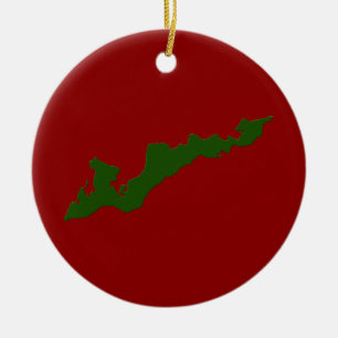 Klassisk fiskö - Logotyp för prydnadsfiskar - Grön Julgransprydnad Keramik