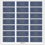 Klassisk flotta | Adressetiketter för gästen Guld  Klistermärken<br><div class="desc">Den klassiska flottan | Gästande adressetiketter i guld bröllop är underbara för en enkel modern romantik och elegant bröllop. Den mörk marinpaletten Blue färg och minimal vintage typografi ge är en chic av klassens formella beröring. Utformningen är flexibel, perfekt för en grundläggande contemporary kväll, vår, fall, sommar eller vinterbröllop. Behålla...</div>