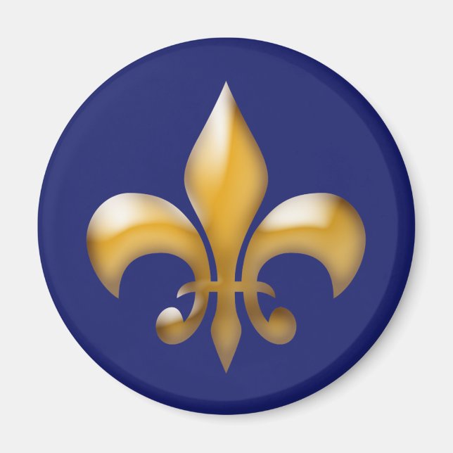 Klassisk flotta Blue Guld Fleur de Lis Magnet (Framsidan)