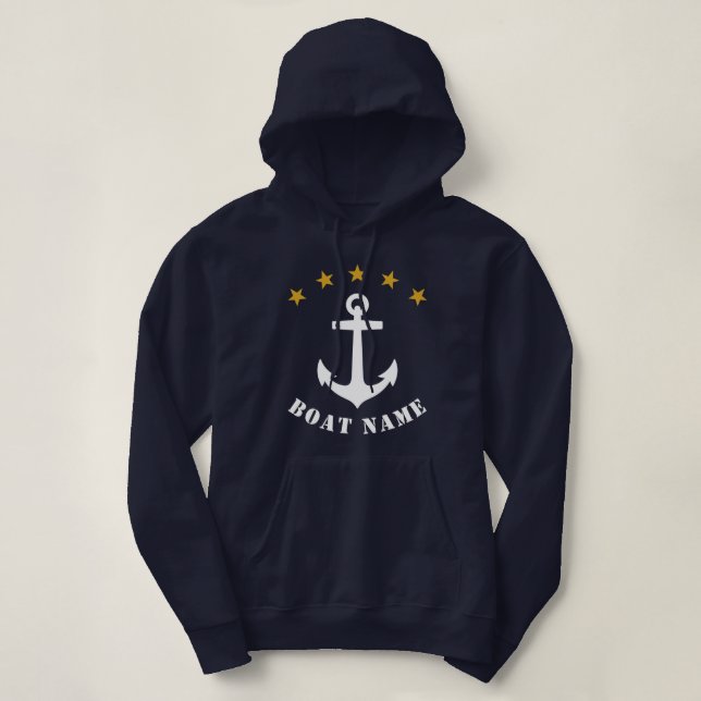 Klassisk flotta med ankare Guld Star Boat Namn T Shirt (Design framsida)