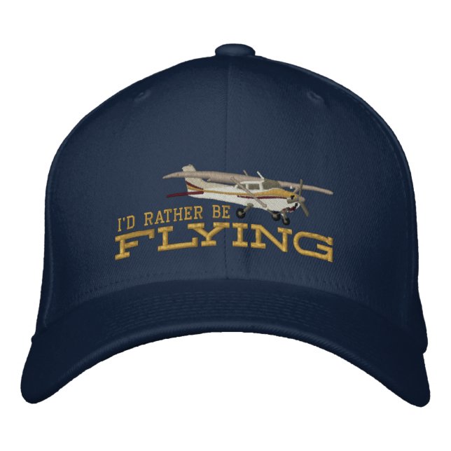Klassisk flygavgång jag hellre flyger. broderad keps (Framsida)