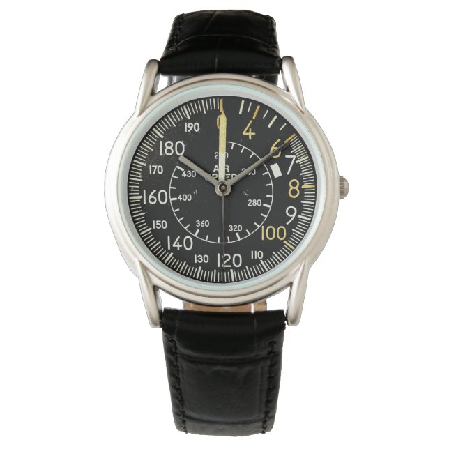 Klassisk flyghastighetsmätare för flygplan armbandsur (Framsida)