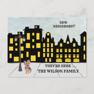 Klassisk flyttning av vi har flyttat City Apartmen Meddelande Vykort