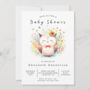 Klassisk Forest Uggla Baby Shower Inbjudningar