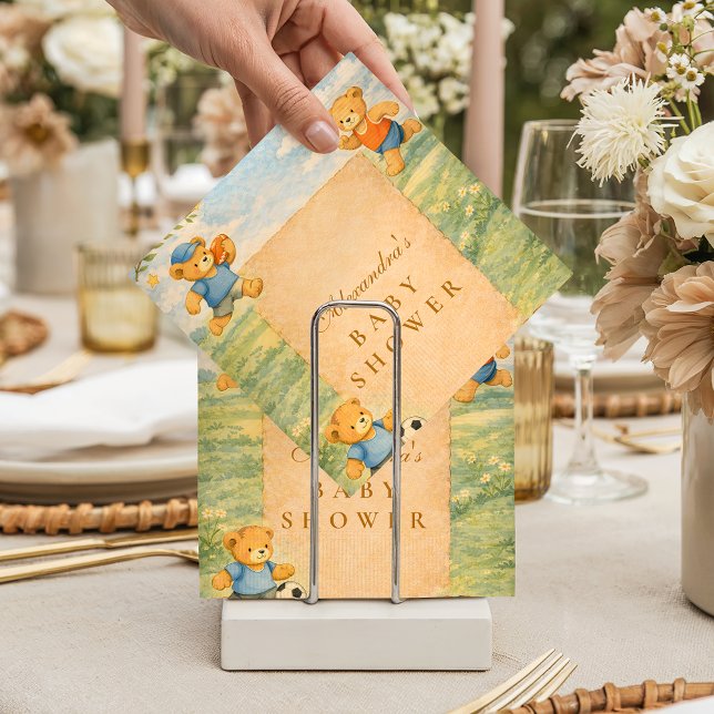 Klassisk förlossningsfest för björnar inom sport pappersservett (Skapare uppladdad)