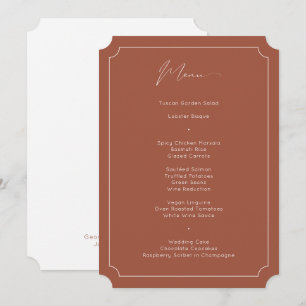 Klassisk Formal Calligraphy Terracotta Bröllop Meny