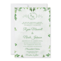 Klassisk formell blomstergrön monogram bröllop