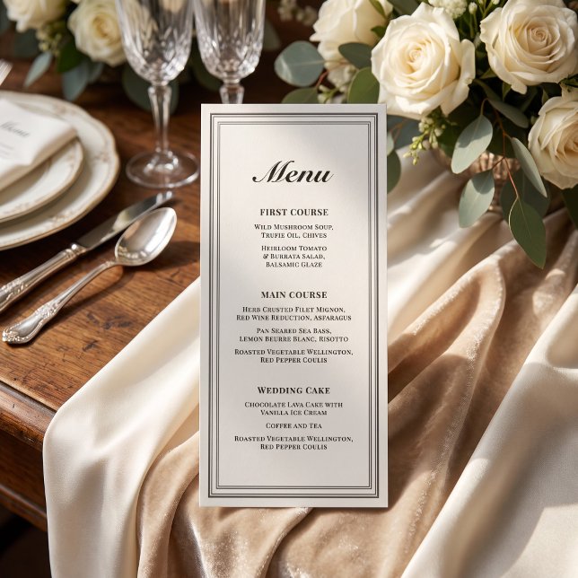 Klassisk formell ecruram bröllopsmeny (Classic Formal Ecru Frame Wedding Menu)