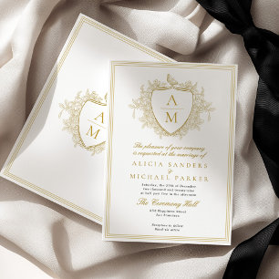 Klassisk formell elegant guldmonogram svetsad vape inbjudningar