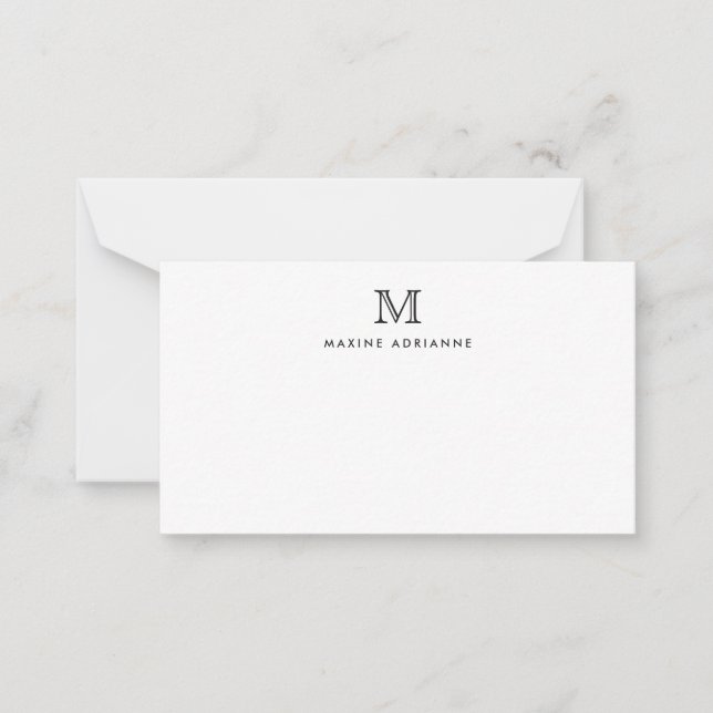 Klassisk formell Elegant Typografi Monogram Black  Anteckningskort (Framsida)