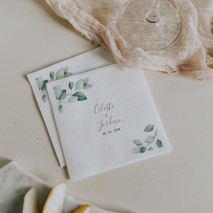 Klassisk formell Grönt Lövs Bröllop Napkins Pappersservett