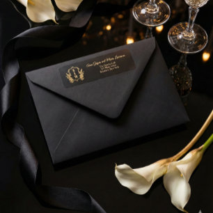 Klassisk formell monogram-kam returadressetikett returadress etikett