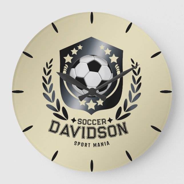 Klassisk fotbollssköld | Anpassad text och bakgrun Stor Klocka (Framsida)