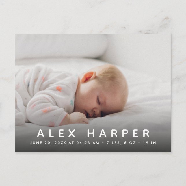 Klassisk fotokollage Födelse Meddelande Vykort (Framsida)