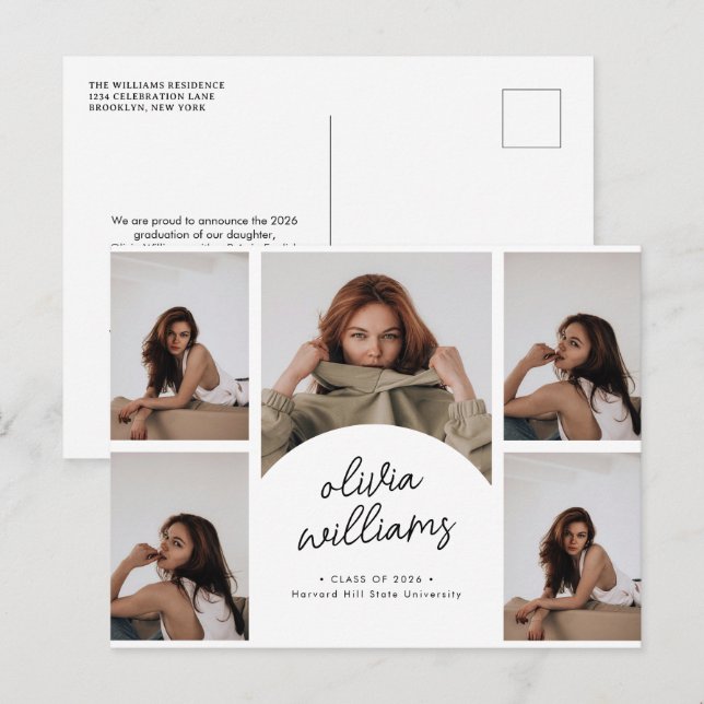 Klassisk fotokollektion för examensfirande vykort (Fram/baksida)