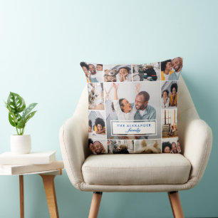 Klassisk fotomakning med familjens Namn Kudde
