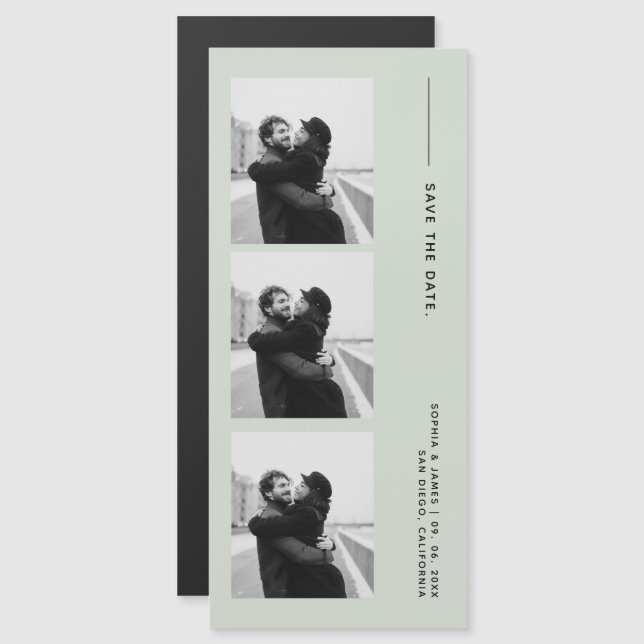 Klassisk fotoremsa Bröllop Magnetisk Spara Datum (Fram/baksida)