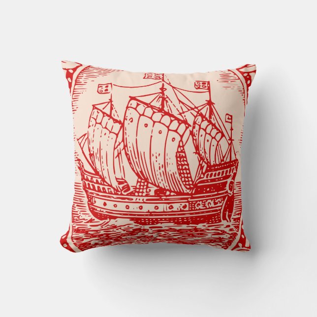 Klassisk Frakt Antique Vintage Naval Sea Adventure Kudde (Framsida)