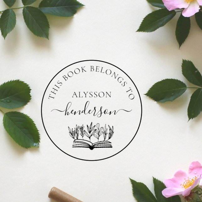 Klassisk från Bibliotek Botaniska Bok-Anpassningsb Stämpel (Skapare uppladdad)