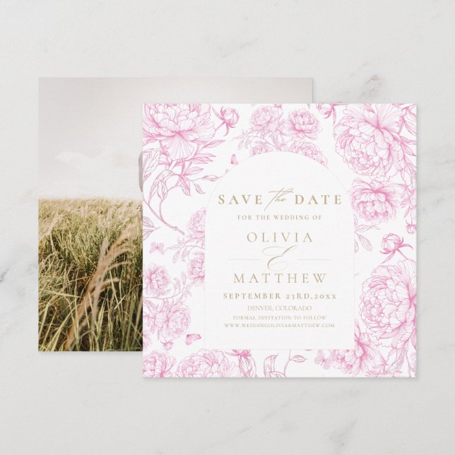 Klassisk fransk blomsterdoft spara datumet (Fram/baksida)