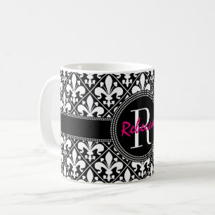 Klassisk Fransk Fleur de Lis Namn och Monogram Kaffemugg