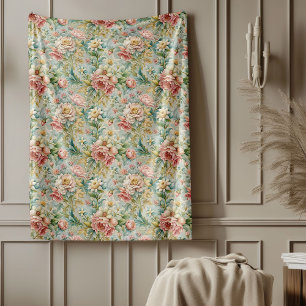 Klassisk Fransk Rococo Intricate Botanical Design Fleecefilt