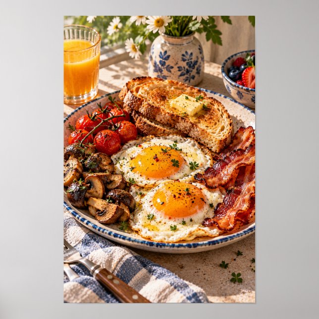Klassisk frukost med ägg och bacon poster (Framsidan)