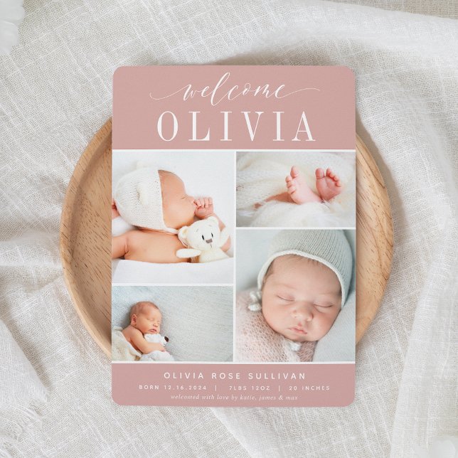 Klassisk fyra | Fotokollage Birth Meddelande (Skapare uppladdad)
