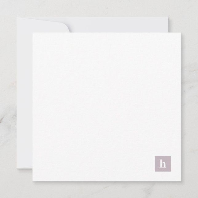 Klassisk fyrkantig monogramPersonlig PastellLila Anteckningskort (Framsida)