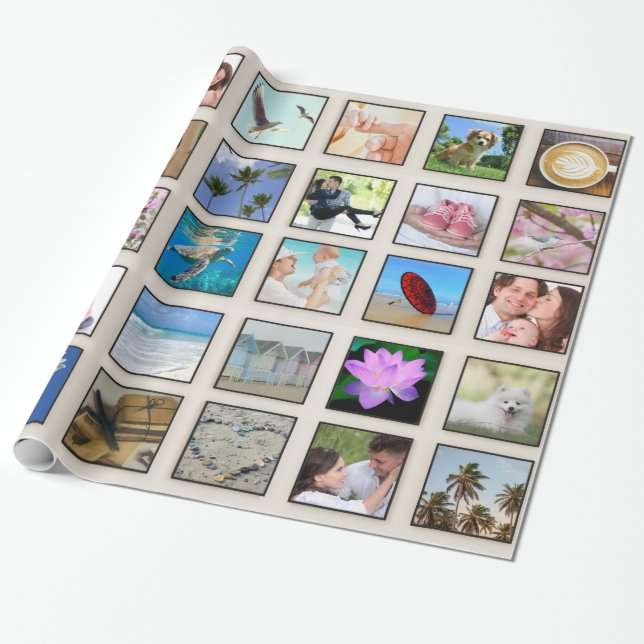 Klassisk fyrkantig Ram-Anpassningsbar, fotokollage Presentpapper (Utrullad)
