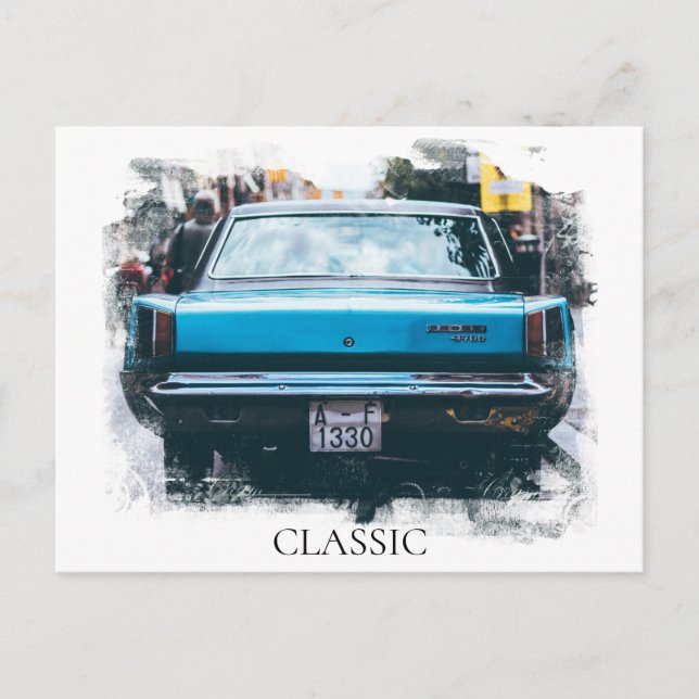 *~* Klassisk gammal antika bilar målning Vykort (Framsida)