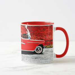 Klassisk gammal Bel Air röd 1955 bil konst mugg ko