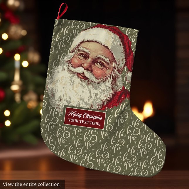 Klassisk gammal fashioned julklapp stor julstrumpa (Classic Old Fashioned Santa Christmas Stocking Custom)
