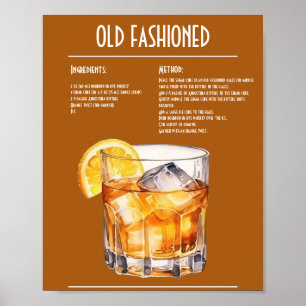 Klassisk gammal fashioned Recipe Pub Poster