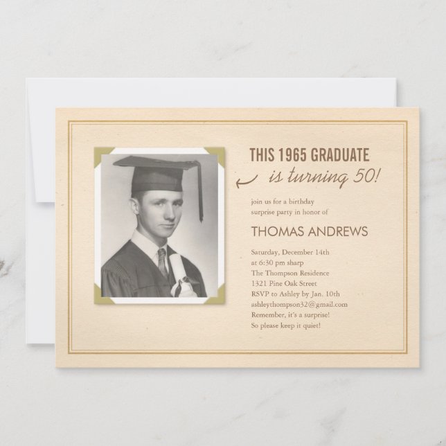 Klassisk gammal födelsedagsinbjudan med överraskni inbjudningar (Framsida)