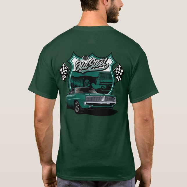 Klassisk gammal stålracingmönster för bilar t shirt (Baksida)