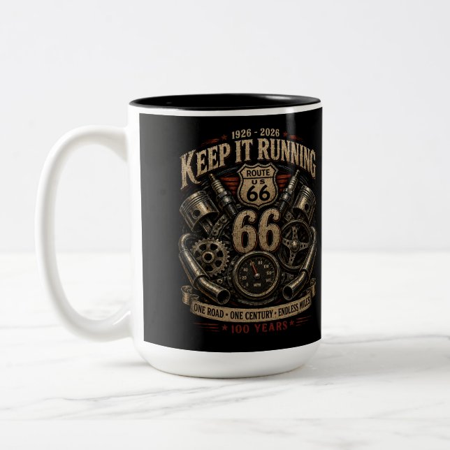 Klassisk Garage Kaffe Rast Route 66 Två-Tonad Mugg (Vänster)