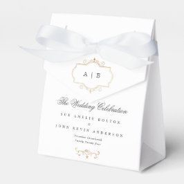 klassisk gäst i guld vapensköld, bröllop i monogra presentaskar