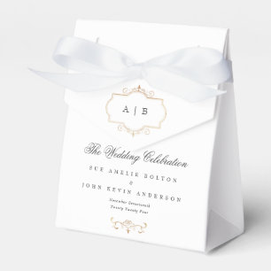 klassisk gäst i guld vapensköld, bröllop i monogra presentaskar