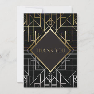 Klassisk Gatsby Deco Bröllop Tack 2 Kort