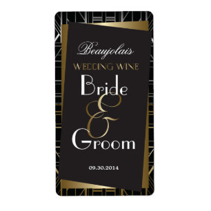 Klassisk Gatsby Deco Bröllop Vin-etikett Fraktsedel